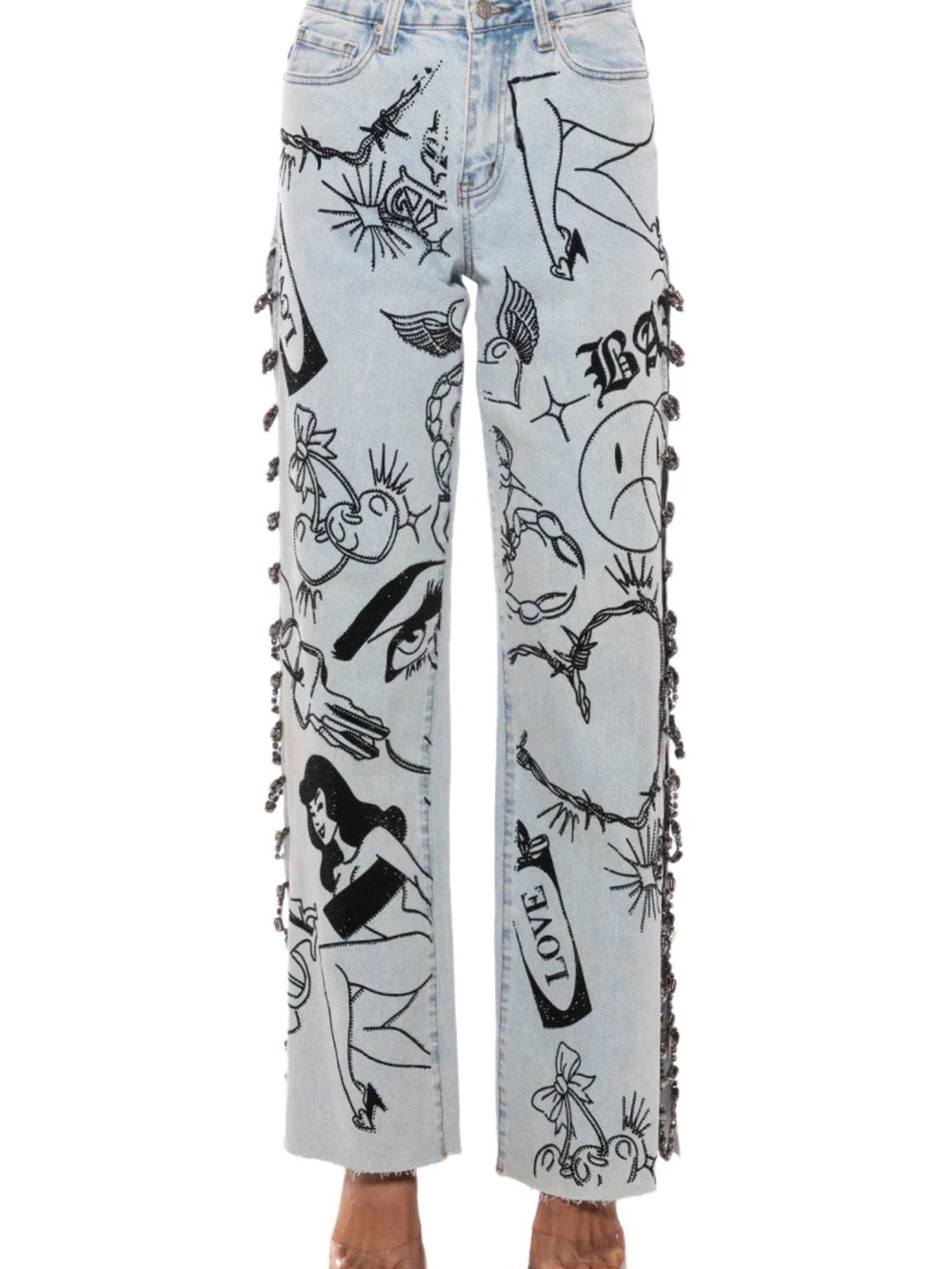 AKIRA Light Blue Denim New Inked Relaxed Jeans